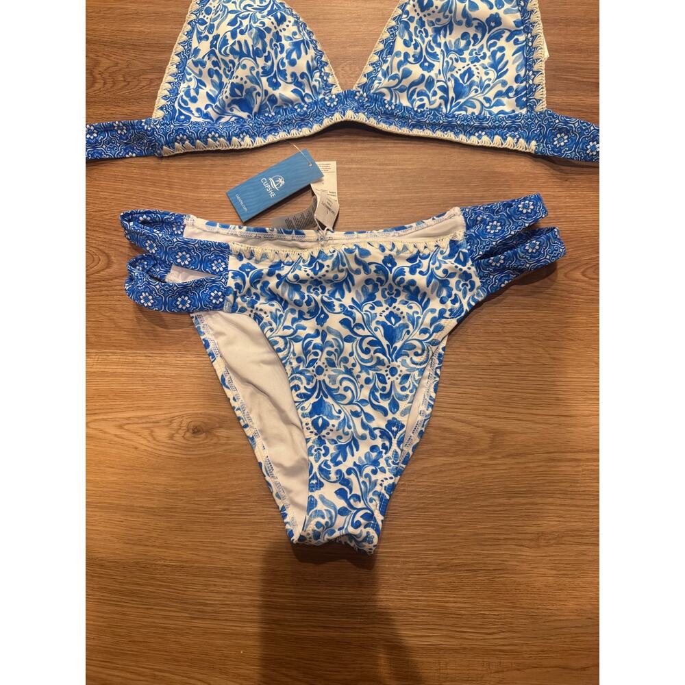CUPSHE NWT Blue Boho Halter Bikini Set Size Large - Picture 9 of 10